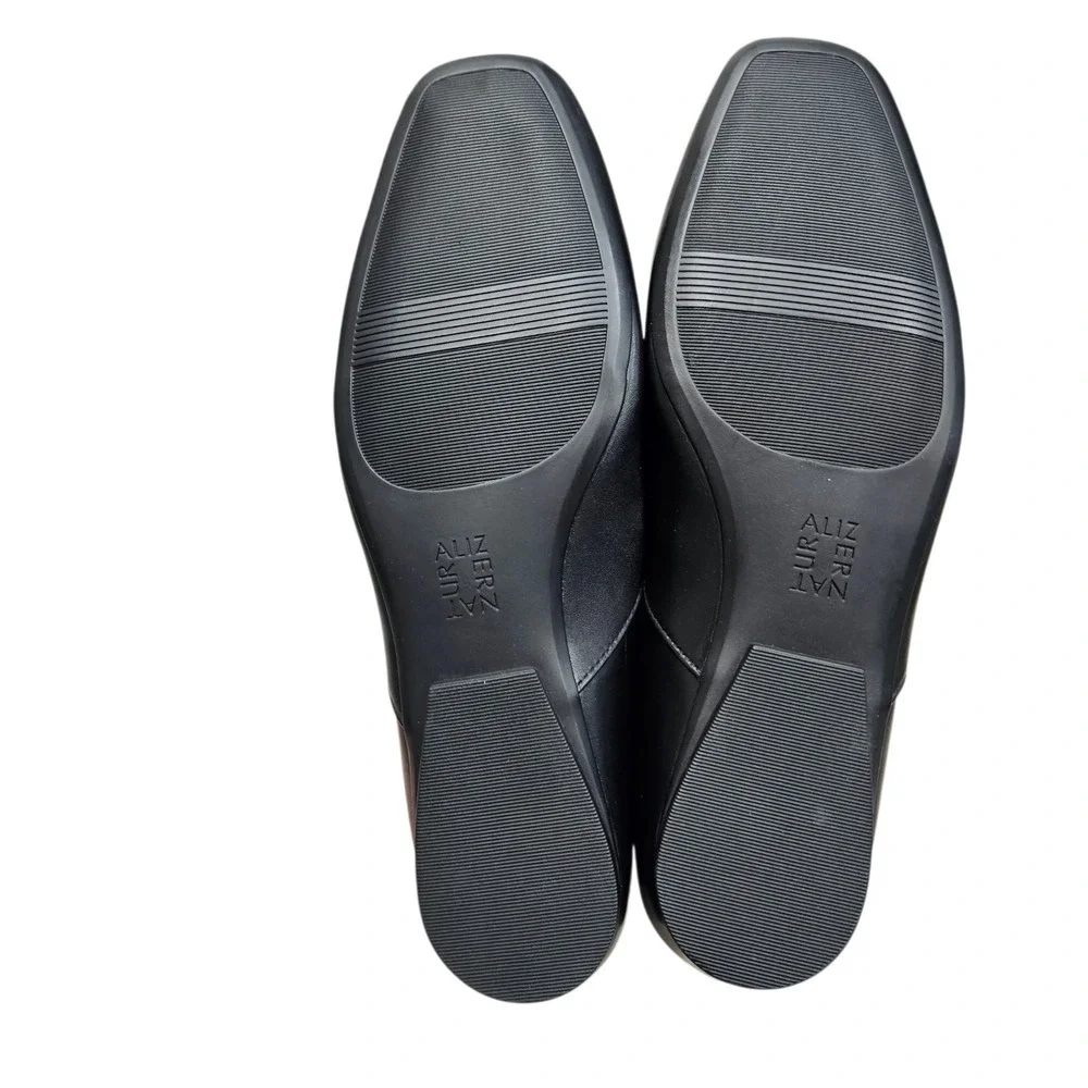 Naturalizer Loafers Womens 9 WIDE  Black‎ Herringbone Leather Mixed Media Flats
